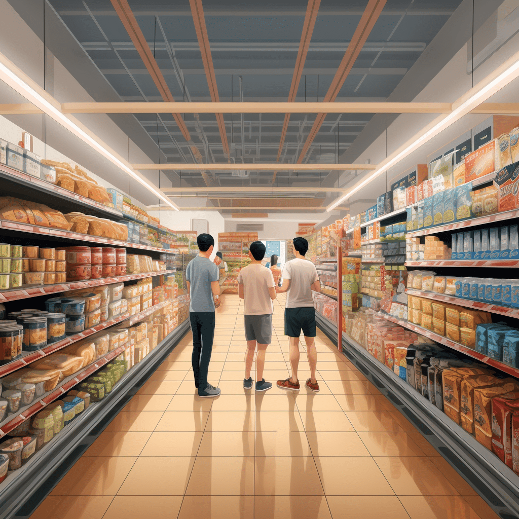 Inside a grocery store snacks cleaning supplies